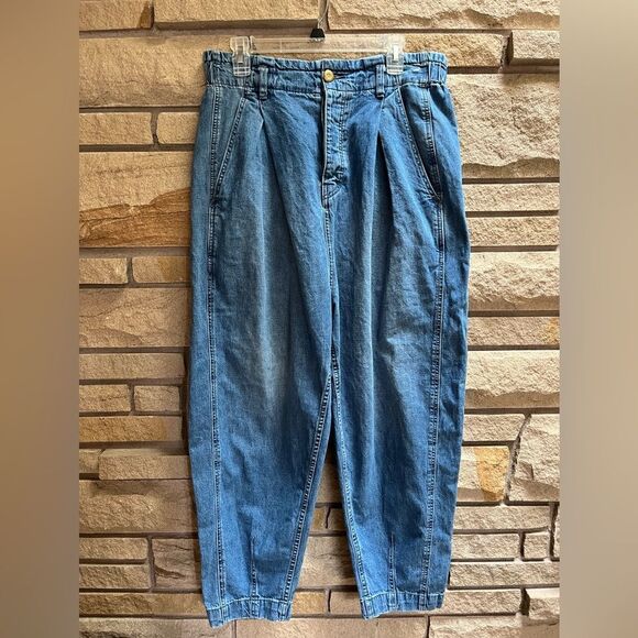 Free People We The Free Sawyer Wide Leg Barrel Jean Spruce Blue small - Picture 3 of 11